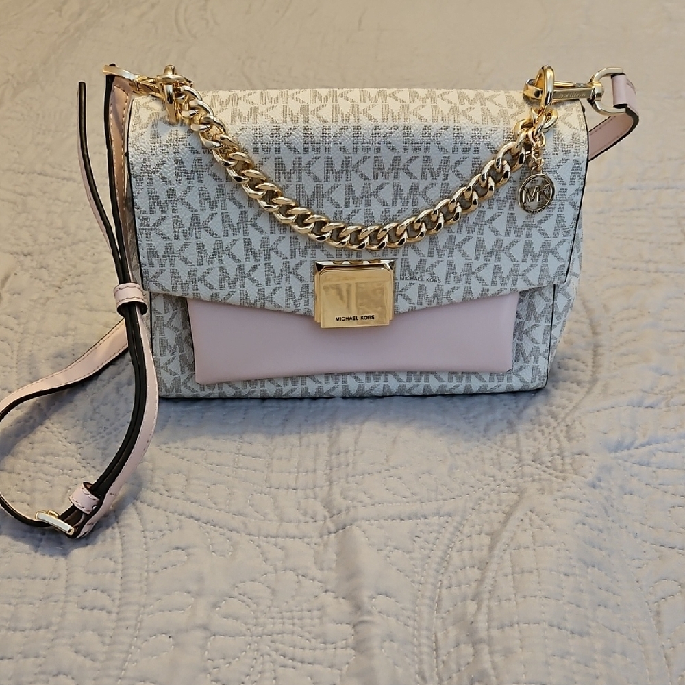 Michael Kors Gold Chain Crossbody Bag in Pink and Gray